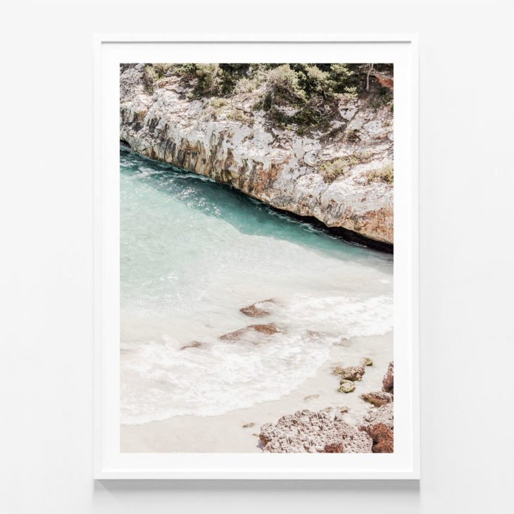 Rocky-Cove-White-Framed-Print